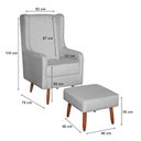 Ver imagem 3 de Poltrona Amamentação Aquila com Puff Linho Cinza Pés Palito - Fratello