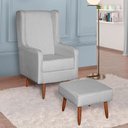 Ver imagem 2 de Poltrona Amamentação Aquila com Puff Linho Cinza Pés Palito - Fratello