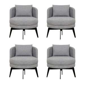 Kit 4 Poltronas Decorativas Giratórias Cora em Linhão Misto Cinza