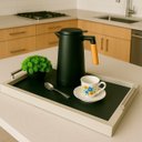 Ver imagem 6 de Bandeja Retangular Café da Manhã com Alça Inox 25x46cm Champanhe/preto - Arkell