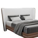 Ver imagem 1 de Cabeceira Lugano King 195cm Composê Linho Corino Sofisticado - Larbelle Moveis