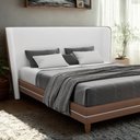 Ver imagem 4 de Cabeceira Lugano King 195cm Composê Linho Corino Sofisticado - Larbelle Moveis