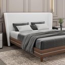 Ver imagem 2 de Cabeceira Lugano King 195cm Composê Linho Corino Sofisticado - Larbelle Moveis