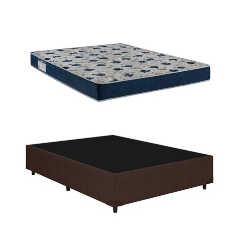 Cama Base Box Casal Marrom Colchão Iso 60 D28 - Ortobom