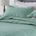Ver imagem 3 de Cobre Leito Colcha Casal Queen Pratika Dupla Face 03 Peças - Verde Malva - 100% Poliéster