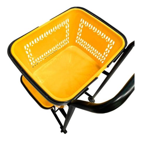 Carrinho P/ Compras Supermercado Reforçado Duplo Cesto 50 L
