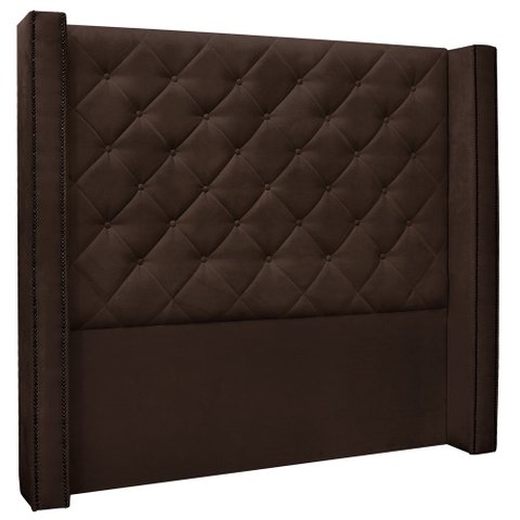 Cabeceira Estofada Cama Box Casal King Size Alteza 195cm Suede Café - Desk Design