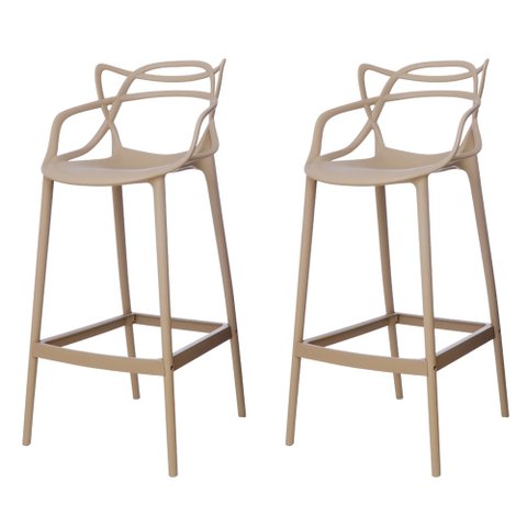 Kit 2 Banquetas Allegra Nude Polipropileno Cozinha Bistrô