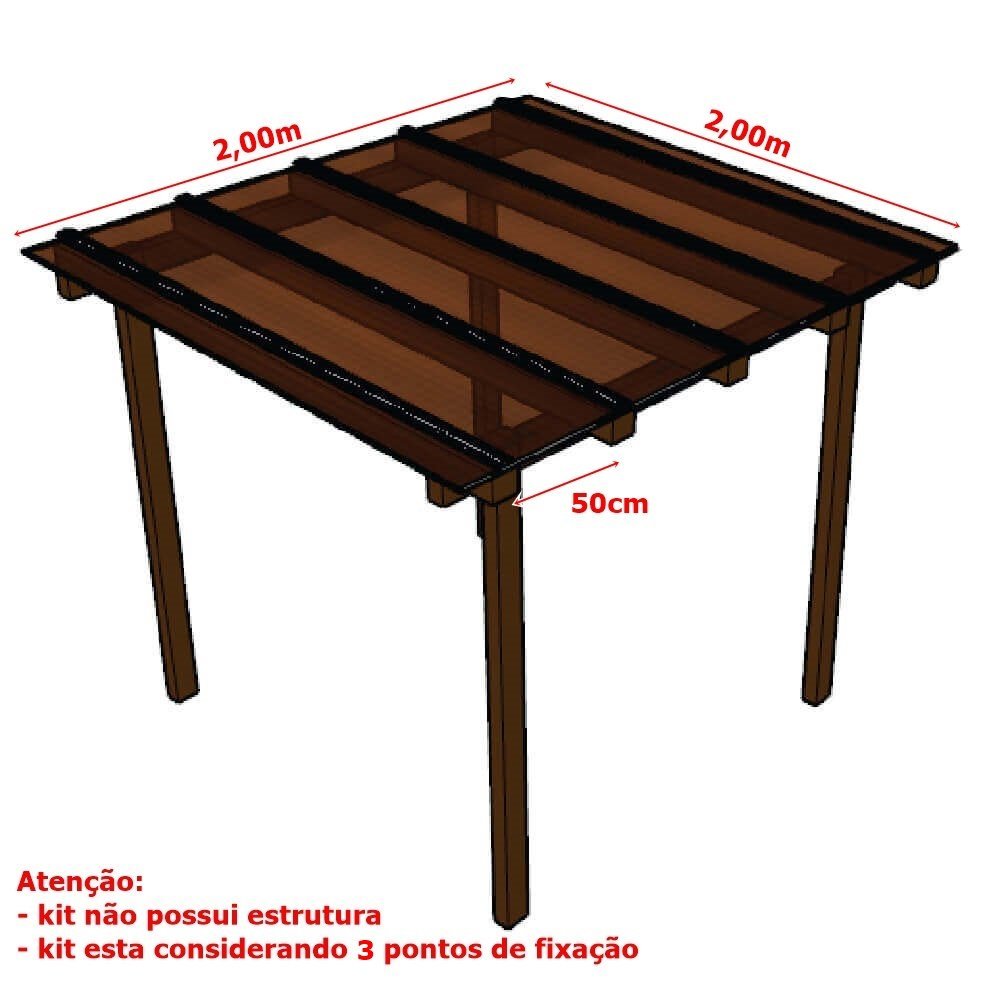 Ver imagem 2 de Cobertura Policarbonato Alveolar Bronze 4mm - 2,00m X 2,00m - Perfis Naturais