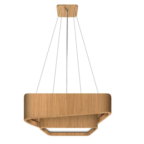 Pendente Doble Quadrado 40cm - 3 Luzes Adrilustres Freijó