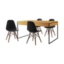 Ver imagem 6 de Mesa Jantar Industrial Retangular Filadélfia Canela 137x90cm Base Ferro Preto com 4 Cadeiras Pretas