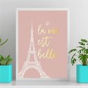 Ver imagem 1 de Quadro Torre Eiffel La Vie Est Belle 24x18cm - com vidro:Madeira branca