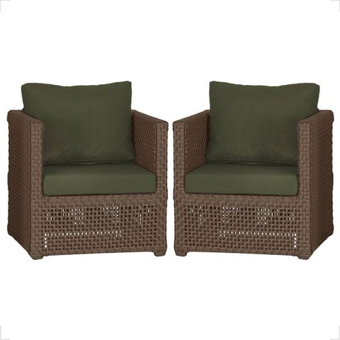 2 Poltronas Madri Alumínio Corda Náutica Estofado 13 Trama Original