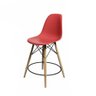 Conjunto Mesa Bistrô Eames Eiffel Vidro Com 3 Banquetas Vermelhas De Madeira - Cor: Vermelho - 5