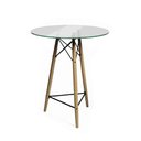 Ver imagem 4 de Conjunto Mesa Bistrô Eames Eiffel Vidro Com 3 Banquetas Vermelhas De Madeira - Cor: Vermelho