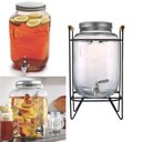 Ver imagem 1 de Dispenser de Vidro Grande 8L para Sucos Agua Bebidas com Torneira Suporte e Design Retro