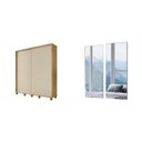Ver imagem 2 de Guarda-Roupa Casal Monte Carlo com 2 Portas de Correr com Espelho e 4 Gavetas Internas e Maleiros Bege/Cinamomo/Off White