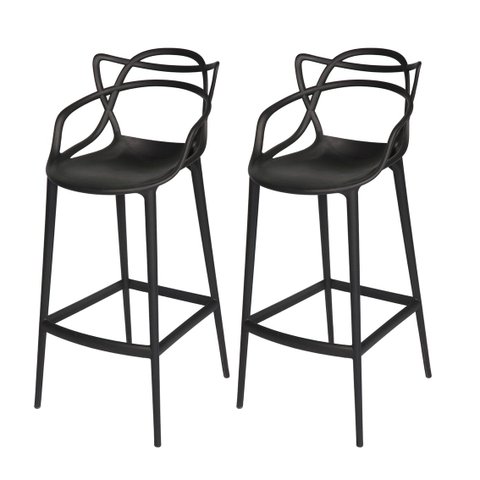 Kit 2 Banquetas Allegra Masters Altas Cozinha Bar Pretas