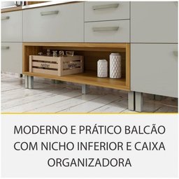 Cozinha 5 Peças Ripado 2 Paneleiros Princesa 100% Mdf - Freijó com Off White - Nesher - 10