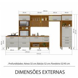 Cozinha 5 Peças Ripado 2 Paneleiros Princesa 100% Mdf - Freijó com Off White - Nesher - 8
