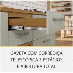 Cozinha 5 Peças Ripado 2 Paneleiros Princesa 100% Mdf - Freijó com Off White - Nesher - 12