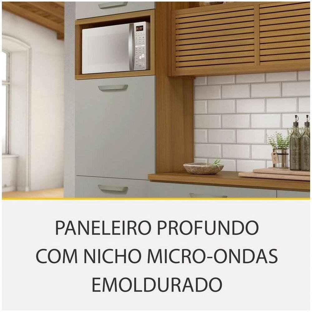 Cozinha 5 Peças Ripado 2 Paneleiros Princesa 100% Mdf Nesher - Freijó com Off White - 14