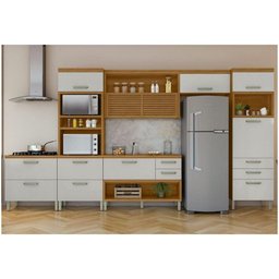 Cozinha 5 Peças Ripado 2 Paneleiros Princesa 100% Mdf - Freijó com Off White - Nesher - 9