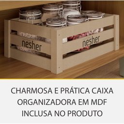 Cozinha 5 Peças Ripado 2 Paneleiros Princesa 100% Mdf - Freijó com Off White - Nesher - 14