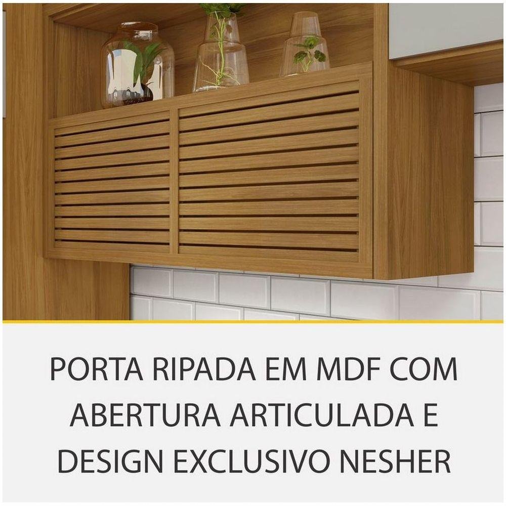 Cozinha 5 Peças Ripado 2 Paneleiros Princesa 100% Mdf Nesher - Freijó com Off White - 3