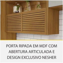 Cozinha 5 Peças Ripado 2 Paneleiros Princesa 100% Mdf - Freijó com Off White - Nesher - 11