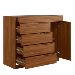 Cômoda Lume 5 Gavetas com Porta Jóia Nogueira - Demartêz - 3