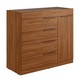 Cômoda Lume 5 Gavetas com Porta Jóia Nogueira - Demartêz - 1