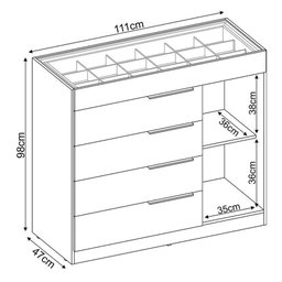 Cômoda Lume 5 Gavetas com Porta Jóia Nogueira - Demartêz - 6