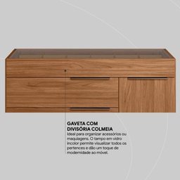 Cômoda Lume 5 Gavetas com Porta Jóia Nogueira - Demartêz - 5