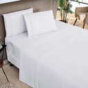 Ver imagem 1 de Jogo de Cama Lençol Milano Casal Padrão Percal 180 Fios Ponto Palito Liso 04 Peças - Branco