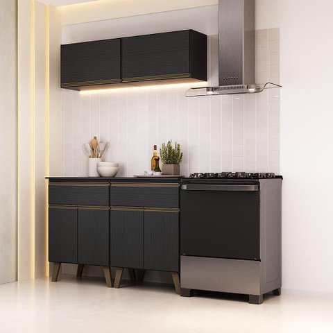 Cozinha Compacta Atlanta Axis 6 Portas 2 Gavetas MDF 120cm Preto