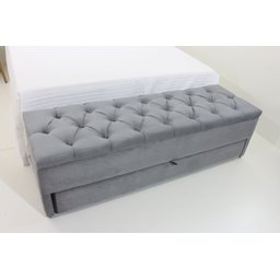 Puff Baú com Gaveta 120x50x45cm na Cor Cinza no Tecido Veludo Liso (sapateira) - 1