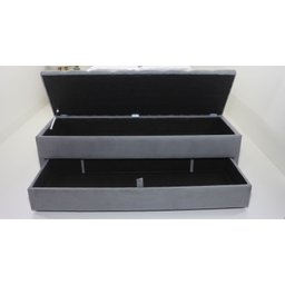 Puff Baú com Gaveta 120x50x45cm na Cor Cinza no Tecido Veludo Liso (sapateira) - 2