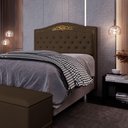 Ver imagem 2 de Cabeceira Cama Box Casal King 195cm com Tachas Imperial Veludo J02 Chocolate - Mpozenato