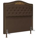 Ver imagem 1 de Cabeceira Cama Box Casal King 195cm com Tachas Imperial Veludo J02 Chocolate - Mpozenato