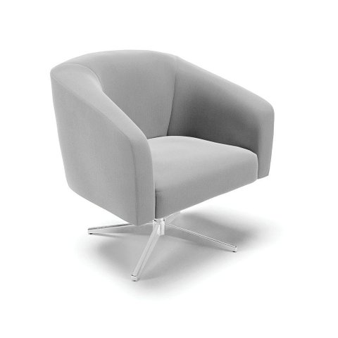 Cadeira Sala de Jantar Giratória Base Cromada Stella Suede D03 - D'Rossi Cor Cinza