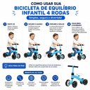 Ver imagem 3 de Bicicleta de Equilíbrio Infantil 4 Rodas sem Pedal Azul Utimix para Criança 1 a 3 Anos
