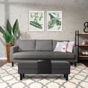 Ver imagem 1 de Conjunto Sofá 3 Lugares com Puff Baú 120cm e Bandeja Antúrio CabeCasa MadeiraOriginals Cinza Grafite