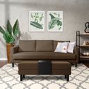 Ver imagem 1 de Conjunto Sofá 3 Lugares com Puff Baú 120cm e Bandeja Antúrio CabeCasa MadeiraOriginals Marrom