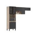 Ver imagem 3 de Cozinha Compacta Modulada Firenze 03 Peças 7 Portas Cinza/Avena Touch/Grafito