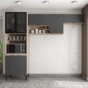 Ver imagem 1 de Cozinha Compacta Modulada Firenze 03 Peças 7 Portas Cinza/Avena Touch/Grafito