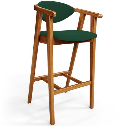 Banqueta Alta Para Cozinha Bancada Bar Sala de Jantar Fixa Cecília L02 Suede Verde Musgo - Lyam Deco