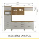 Ver imagem 3 de Cozinha 4 Peças Princesa 7 Portas 7 Gavetas MDF 264cm Freijó com Off White