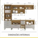 Ver imagem 6 de Cozinha 4 Peças Princesa 7 Portas 7 Gavetas MDF 264cm Freijó com Off White