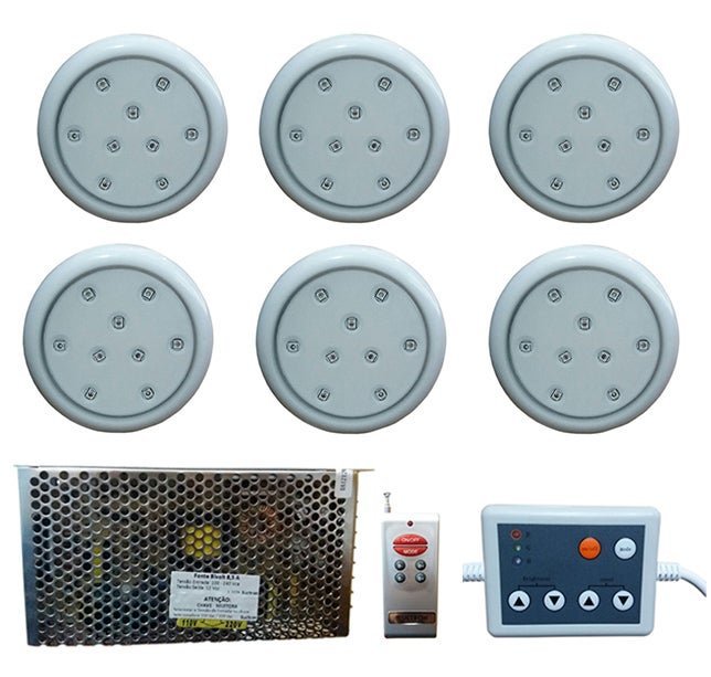Kit 6 Refletores Classic Monocromatico Branco Controlador - 1
